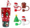 Avky 4 Pcs Christmas Straw Cover Cap for Stanley Cup, 10mm 0.4in Stanley Accessories Xmas Straw Toppers Cap with 30&40 Oz Tumbler with Handle Dust-Proof Reusable Straw Tips Lids for Christmas Gifts