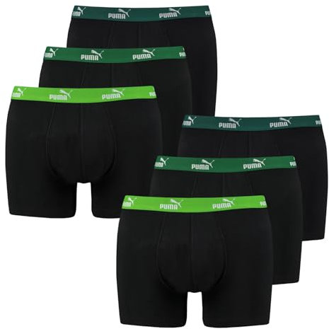 PUMA Herren Unterhosen Shorts Promo Boxer 6er Pack, Farbe:Schwarz, Größe:M, Artikel:-004 Black Green Combo