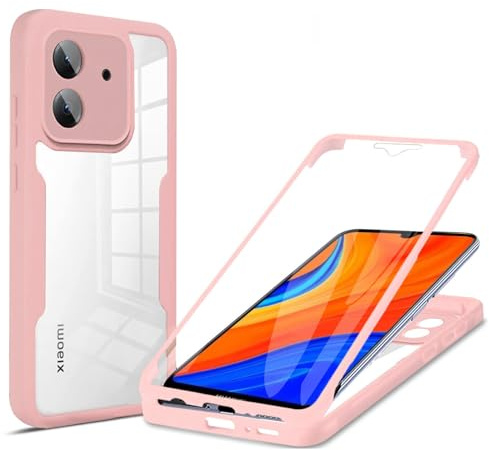 betterfon 360 Grad Hülle Kompatibel mit Xiaomi Redmi 13C / C65 | Handyhülle mit eingebautem Displayschutz für Redmi 13C / C65 | Rosa