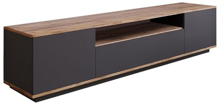 Vente-unique Calicosy Meuble TV 3 Portes - L180 cm - en Panneaux de Particules - Disponible en 2 Coloris - Meuble Gain de Place - pour Salon - L180 x l44,5 x H44,6 cm