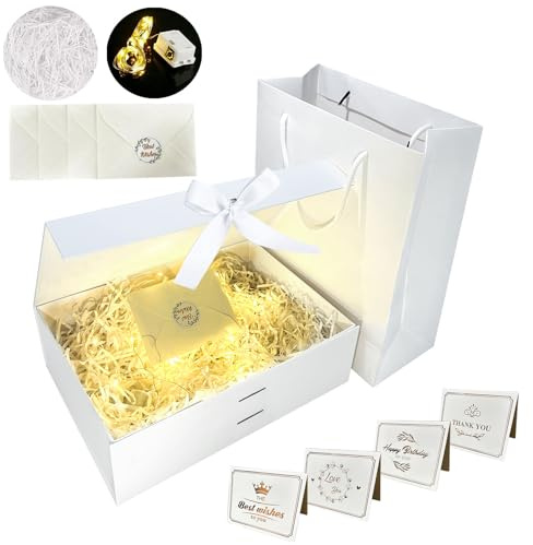 YeahBoom Geschenkbox Mit Schleife - Magnetische Box Mit Deckel, Kiste, Tasche, Farbband, Licht - Geschenkverpackung Für Valentinstag