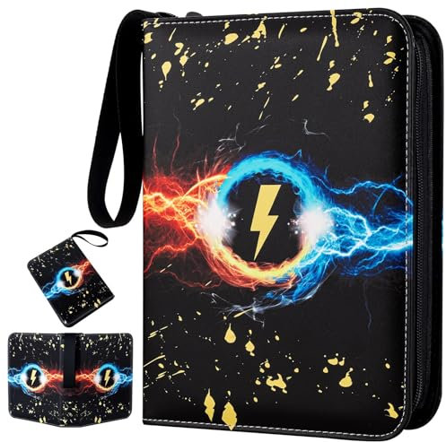 Card Binder for Pokemon 4-Pocket, Card Holder with 440 Pockets, Waterproof Trading Card Binder, PU Leather Card Folder Book