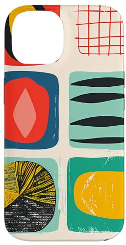 Hülle für iPhone 14 Mid Century Modern Abstrakt Bunte Formen Funky Cool