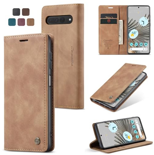 owlhold Funda para Google Pixel 7 Pro,Funda Avanzado PU Piel [Tarjetas y Billetera][Soporte Plegable][Cierre Magnético] Antigolpes Libro Case Carcasa para Google Pixel 7 Pro -Marrón