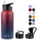MURBONE Gourde en Acier Inoxydable 1L(+2 Bouchons) avec Paille Amovible,Bouteille Isotherme Sans BPA Thermos Double Paroi Sous Vide Étanche,anti-fuite,pour le Sport et Voyage