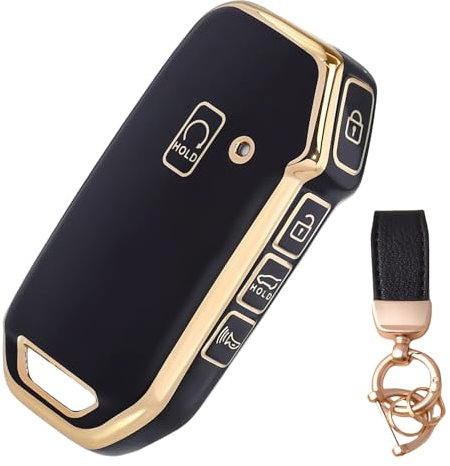 NEUHOO Accessoire de voiture compatible avec Kia Sportage 2021-2024 2025 - Coque de clé et porte-clés - En silicone, Noir , S