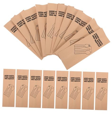 GRADENEVE 100pcs Paper Tableware Set Silverware Pocket Sleeves Paper Utensil Sleeves for Party Wedding Events