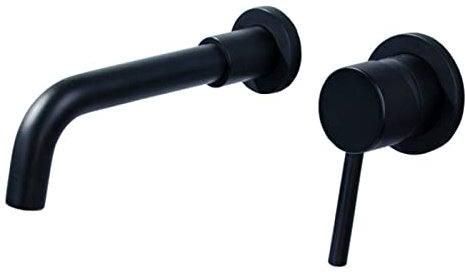 Robinet mitigeur mural pour lavabo à bec chaud et froid Noir 20 cm