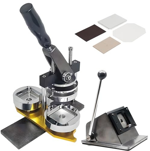 Badge Maker Machine, with 50 * 50Mm Fridge Magnet Button Badge Making, Professional Metal Badge Maker + Paper Cutter + 100Pcs Component Diy Button Maker for Advertising Gift Making Machine