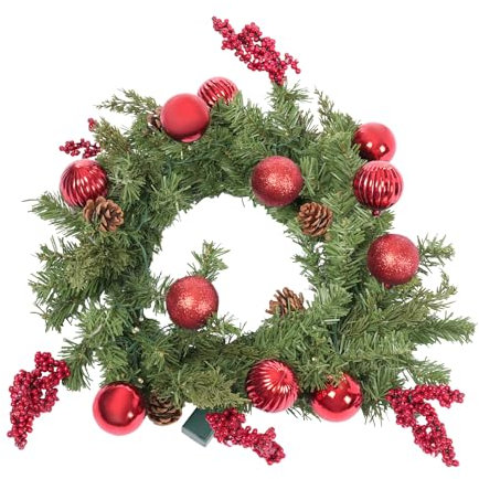 Weihnachtskranz, Tür, 45 cm, dekorativer Kranz mit LED-Lichtern, künstlicher Weihnachtskranz, zum Aufhängen, für Tür, Kamin, Dekoration, Weihnachtskranz zum Dekorieren