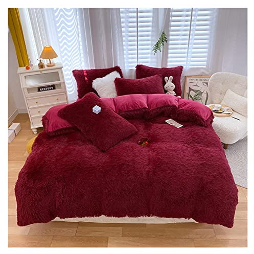Bettbezug-Set, Plüsch-Bettwäsche-Set, 4-teilig, Herbst und Winter, Korallen-Fleece, dick, warm, für hervorragenden Schlaf, Bettdeckenbezug (Farbe: 2, Größe: 150 cm Bettlaken) (