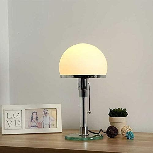 Moderne Tischlampe aus weißem Glas mit poliertem Chrom-Finish, Bauhaus-Stil, Designer-Schreibtischlampe mit E27-LED-Lampe zum Lesen