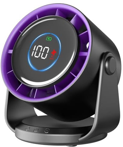 Rintea Ventilador de Mesa Potente, 100 Velocidades, 4000mAh Recargable ventilador con Inclinación Variable de 115° y Función de Memoria, Ventilador Escritorio para Oficina/Hogar