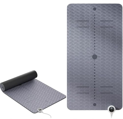 Elektrische beheizte Yogamatte – rutschfeste 8 mm dicke Übungsmatte mit einstellbarer Temperatur (10–60 ℃) für Yoga, Pilates und Fitnesstraining, ideal für Heimtraining