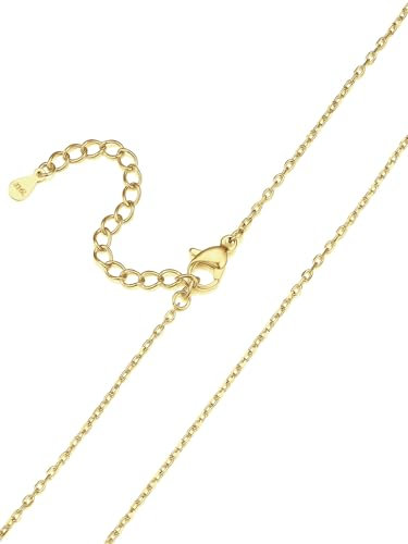 Suplight Goldkette Damen ohne Anhänger Edelstahlkette dünne Gliederkette Charm Choker Kette Frauen Collier Rolokette, 1,4mm breit, 43cm lang, Geschenk für Weihnachten