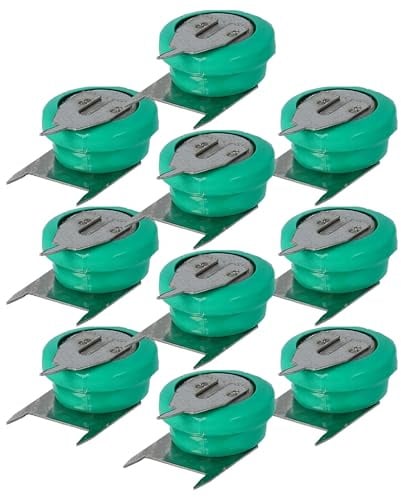 vhbw 10x NiMH Ersatz Knopfzellen-Akku Typ V40H 3-Pins 40mAh 1,2V kompatibel mit Modellbau-Akkus, Solar-Leuchten UVM.