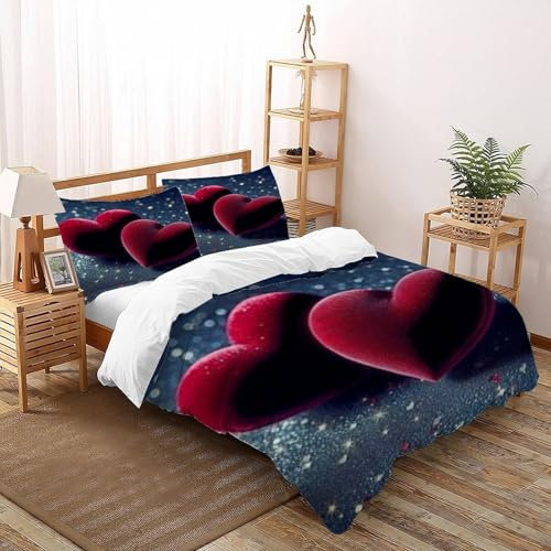 SOJFGSNAJ Rote Liebe Bettbezug Totem Damen Kinder Mädchen Wendebettwäsche Für Einzelbett - Bettbezug Mit Reißverschluss Und 2 Kissenbezug Double（200x200cm）