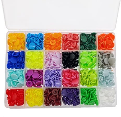 JZK 240 Piezas 24 Colores 12mm T5 botones a presion plastico snaps colores broches ropa corchetes de presion plástico juego para ropa bebé monederos baberos carteras, con caja de almacenamiento