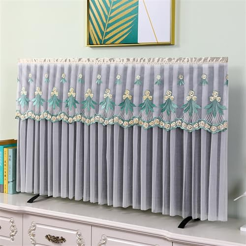 HAJHI Antiscivolo Copertura TV 32-85in per LCD Piatto/Curvo Protettori Schermo per TV Tutto Compreso Antipolvere Ricamato per Soggiorno Decorazione(50inch,White K)