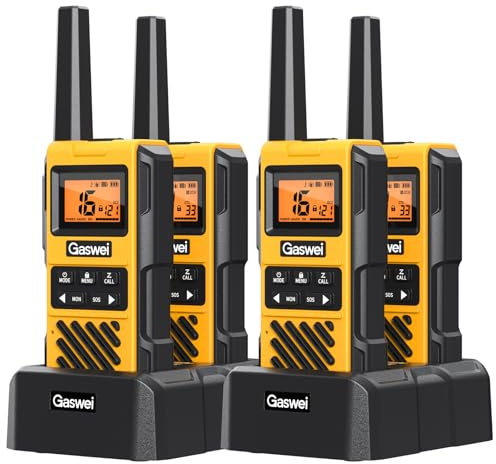 Gaswei G1Pro+ Walkie Talkies Long Range IP67 Waterproof for Adults, 4pack | Rugged PMR 446 Two Way Radio with FM Radio, VOX, SOS,USB-C Charging,for Emergency & Outdoor Use & Work Communication(Yellow)