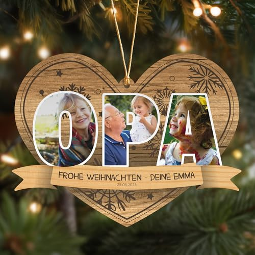 Opa XXL Weihnachtsbaumschmuck - Geschenk Opa personalisierte Weihnachtskugeln, Geschenke für Großvater Christbaumschmuck, Geschenke an Opi Weihnachtsdeko - Großvater Geschenk