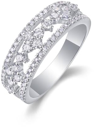 Epinki Echt Gelbgold 750 18K Verlobungsring, Hohl Pärchen Ringe mit Moissanit, Trauringe 950 Platin, Gr.47-65