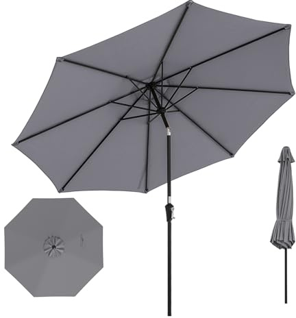 TANGZON 3M Patio Umbrella, Outdoor Heavy Duty Market Umbrella w/Tilt Mechanism, Crank Handle, 8 Sturdy Ribs, Vented Top, Large Table Umbrella for Patio, Garden, Lawn, Poolside