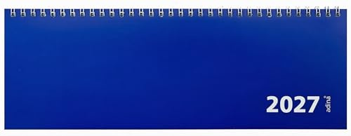 2027 Adina Tischquerkalender 1 Woche auf 2 Seiten Kartondeckel Schreibtischkalender Tischkalender 30x10cm dunkelblau