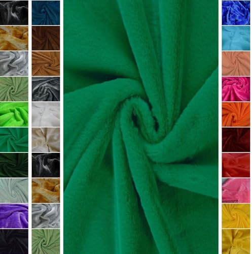 Stoffbook Tissu imitation fourrure de lapin Fausse fourrure doudou vert plante, D231