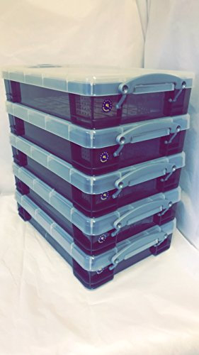 Bulk buy 5 x 4 litre A4 Really Useful Boxes - Transparent Black