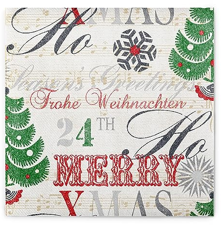 Sovie HORECA Weihnachtsserviette XMAS-GREETINGS in BORDEAUX aus Linclass® Airlaid, Serviette Weihnachten stoffähnlich, ideal für Weihnachtsfeiern & Adventszeit, 40x40cm, 1/4 Falz, 50 Stück