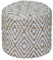 Homescapes Sitzsack-Hocker Sierra 40x45 cm, runder Pouf mit Ethno-Muster handgefertigt in Natur & Weiß, Fußhocker aus Jute & Baumwolle mit Perlen-Füllung