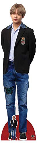 STAR CUTOUTS - Sagoma a grandezza Naturale, in Cartone, con sagoma da scrivania in Omaggio, Motivo: Kim Tae-Hyung (K-Pop) Che Indossa Una Giacca, Altezza 178 cm, CS784, Multicolore