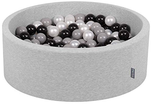 KiddyMoon 90X30cm/200 Bolas ∅ 7Cm Piscina De Bolas para Ninos Hecha En La UE, Gris Clr:Negro/Gris/Perla