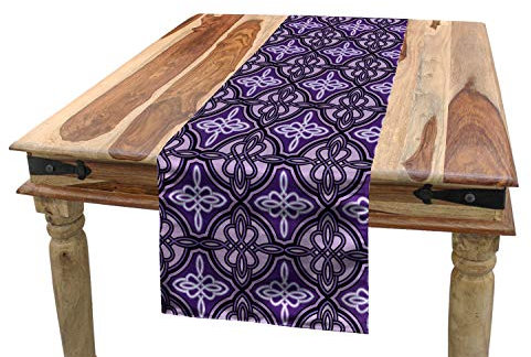 ABAKUHAUS Lila Tischläufer, Keltische Knoten-Kunst, Esszimmer Küche Rechteckiger Dekorativer Tischläufer, 40 x 180 cm, Violett Lila