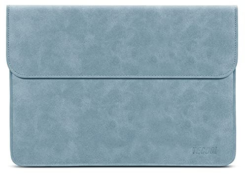TECOOL 12.3-13 Pouces Housse Ordinateur Portable, Cuir Pochette Sacoche PC pour 2022 2024 MacBook Air 13,6 M3 M2, 2018-2020MacBook Air 13 M1 A2337/A1932/A2179,2016-2022 MacBook Pro 13 M1 M2 - Bleu