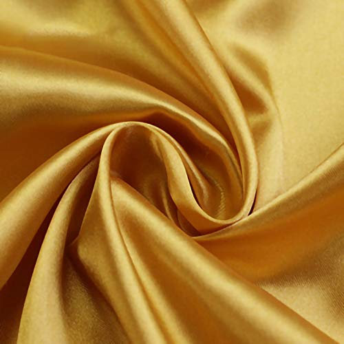 ZXC Satin Stoff Seidentaft Stoff Meterware 148 cm Breit Zum NäHen Von Kissen Tischdecken Und BettwäSche Abendmode Blusen Und Kleidern Brautmode 1m Meterware Verkauft(Color:Golden)
