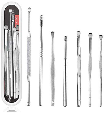 7 Pcs/Set Stainless Steel Ear Wax Pickers Earpick Wax Remover Curette Ear Pick Cleaner Ear Cleaner Spoon Care Ear Wax Removal Kit Ear Clean Tool for Men Women Adults Kids