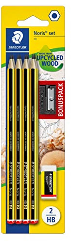 STAEDTLER Bleistifte Noris, HB, sechskant, Set mit 8 unglaublich bruchfesten Bleistiften, 1 Spitzer, 1 Radiergummi, hohe Qualität Made in Germany, 120 SBK8P1