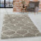 HomebyHome Teppich Wohnzimmer Modernem Kachelmuster Shaggy Beige 120 cm Rund - Hochflor Teppich Schlafzimmer Skandinavisches Design Extra Weich - Langflor Teppich Flauschig Runder Teppich Küche