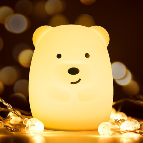 kidoo - LED-Schlummerlicht für Kinder, Mehrfarbig - Silikon Nachtlicht oder Schreibtischlampe - Geschenk für Kinder - Energieeffizient (Bär)