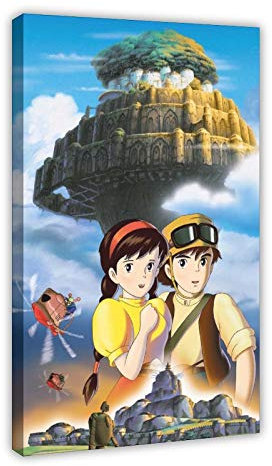 Anime-Poster Castle in the Sky 25, Leinwand-Poster, Schlafzimmer, Dekoration, Sport, Landschaft, Büro, Raumdekoration, Geschenk, 40 x 60 cm, Rahmen