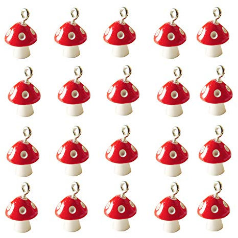ccHuDE 30 piezas mini de resina de hongos colgantes de hongos para colgar adornos para pendientes, pulseras, collares, joyas, llaveros, manualidades