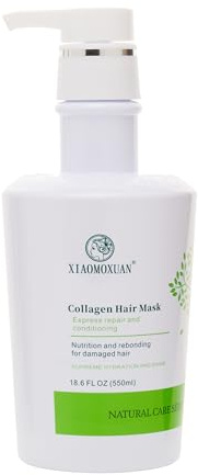 Xiaomoxuan Collagen Hair Mask with Organic Tea Tree Oil for Dry, Damaged, Frizzy Hair - Deep Conditioning Treatment, Natural Split End Repair, 550ml