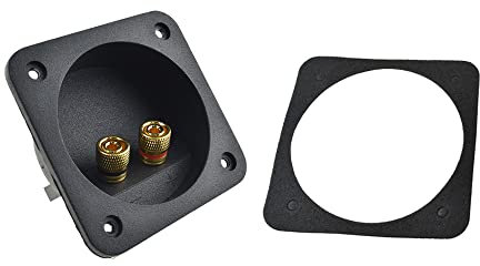 Hahiyo 80mm Diameter Square Speaker Box Terminal Cup Withstand Higher Sound Pressure Less Resonance Connect Securely Binding Post Connector Black 2 PCS for Subwoofer Box Tower Speakers