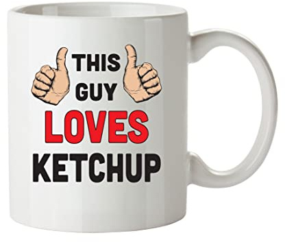 FoxyPrinting This Guy Loves Ketchup Personalised Adult Office Mug
