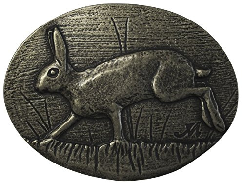 BELTINGER Gürtelschnalle Hase 4,0 cm | Buckle Wechselschließe Gürtelschließe 40mm Massiv | für Jagd-Outfit | Wechselgürtel bis 4cm | Altsilber