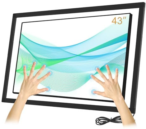 Senisway 43 Inch 4K UHD 3840 x 2160 Multi-Touch Infrared Touch Overlay Frame, USB HID Compatible Touchscreen Monitor Frame
