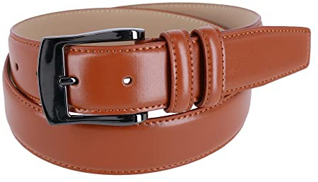 CTM Men's Basic Dress Belt, 36, Tan