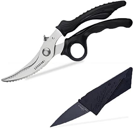 Heavy Duty Poultry Shears - Sharp Home Cooking Kitchen Scissor with Safety Lock & Hang Hole, Stainless Steel with Anti-Slip Handle for Cutting Food, Chicken, Bone, Meat, Fish, Vegetable & Herb